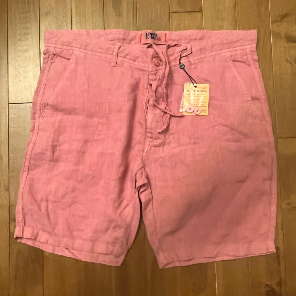Benson Men's Pink Linen Shorts